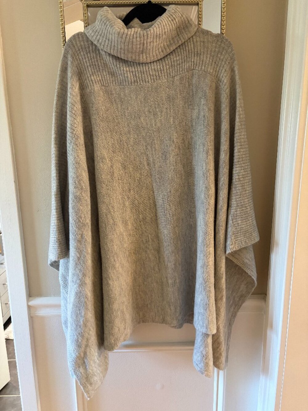 Simply Vera Gray Cowl Neck Poncho, Size S/M